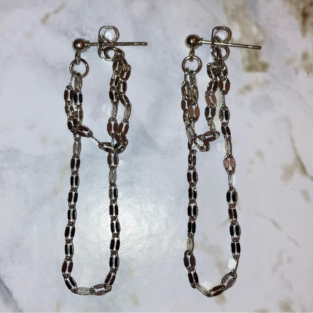 Silver Chain Dangle Drop Earrings Whimsigoth Punk Goth Dainty Minimalist Jewelry